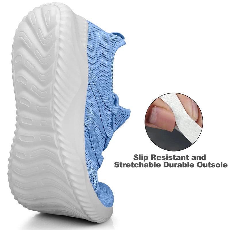 Feethit Womens Slip On Running Shoes Non Slip Walking Shoes Lightweight Gym Workout Shoes Breathable Fashion Sneakers All Sky Blue Size 10.5 - Image 4